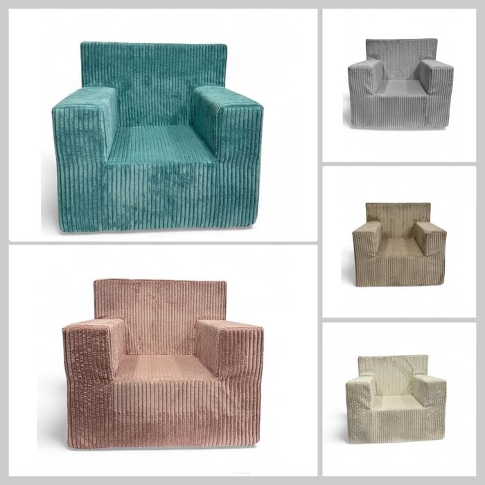 Дитяче крісло FORTISLINE з вельвету (547x34 см) - М&39яке та безпечне ігрове крісло та дитячий диван - Сертифіковане Oeko-Tex крісло з пінопласту - Дитяче крісло для дитячої кімнати, світло-зелене