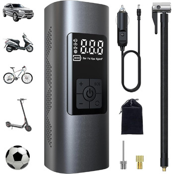 Електричний повітряний насос з акумуляторною батареєю 6000mAh, портативний міні-компресорний велосипедний насос Wistrue 150PSI, з