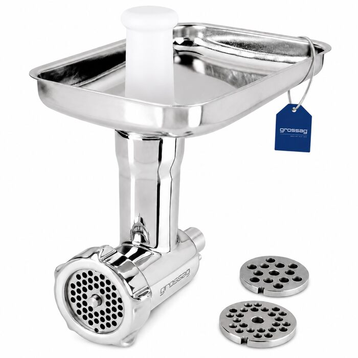 Насадка-м'ясорубка grossag для KitchenAid з нержавіючої сталі, 3 перфораційні решітки, KFW 500