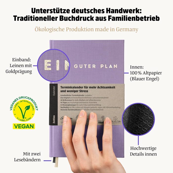Гарний позачасовий план цілісний календар зустрічей для більшої усвідомленості та меншого стресу недатований щотижневий планувальник із 56 порадами та цитатами без кітчу (Koralle)