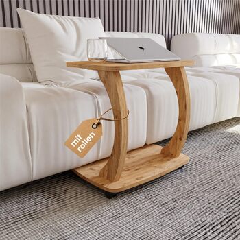 Приставний столик для дивана, з колесами, столик для ноутбука для дивана, маленький столик для вітальні, столик для дивана зі стильним дерев&39яним виглядом, маленький журнальний столик для вітальні, приставний столик, Arasta
