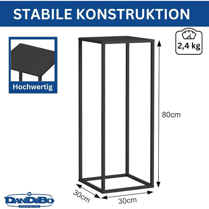 Металева підставка для рослин DanDiBo, чорна, квадратна, 80 см, 96588, Журнальний столик, високий квітковий табурет, сучасний дизайн, 80 см ()