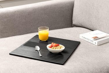 Піднос для дивана - Бамбуковий піднос для підлокітника, Підлокітник для дивана-батлера для організації, диванний батлер, Столик-піднос для підлокітників, переливчасті кольори підносів для дивана з органайзером чорний