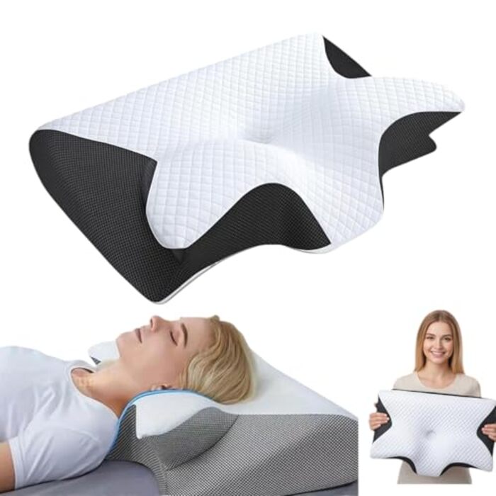 Подушка для відпочинку ZYVO для голови та шиї, терапевтична подушка для сну, апное, ортопедична подушка, хропіння, апное, підтримка шиї, знімна та миється, ефективно покращує проблеми зі сном (чорна)