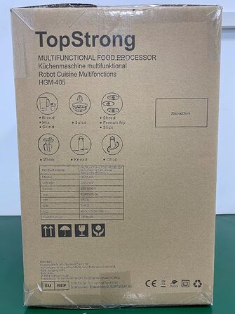 Кухонний комбайн TopStrong 1100 Вт, багатофункціональний кухонний комбайн, 11 функцій комбайн для кухонного подрібнювача, чаша 3,2 л і контейнер 1,5 л, міні-подрібнювач, оновлений ріжучий диск, соковижималка для цитрусових, лезо для подрібнення тіста сіро