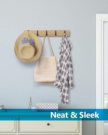 Гачки для пальто настінні сучасні, вішалка дерев'яна складна вішалка бамбукова з 5 рухомими гачками для курток, пальто, шарфів, су