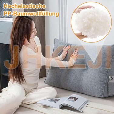 Універсальна затишна подушка для спини, подушка для читання для ліжка та дивана, 80x50x20 см біла клиноподібна подушка, трикутна поперекова подушка зі знімним чохлом, який можна прати, практична бічна кишеня біла 80x50x20 см