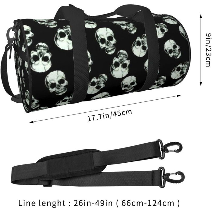 Дорожня сумка Happy Dolphin Runde великої місткості, легка та міцна, ідеальний подарунок для подорожей, відпустки, ділових поїздок та іншого, Чорний череп, універсальний розмір