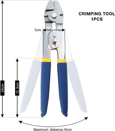 Інструмент для обтискання дроту Knpwer 15, щипці для обтискання дроту для риболовлі 0,1-2,2 мм, різак для обтискання дроту, з подвійними алюмінієвими втулками 150 шт.