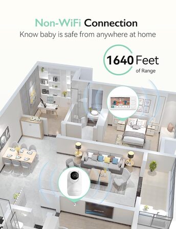 Відеоняня Momcozy, 5,5-дюймовий 1080P Full HD радіоняня з камерою без Wi-Fi, інфрачервоне нічне бачення 5800 мАг акумулятор на 120