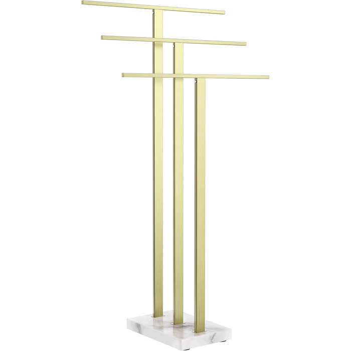 Вішалка для рушників KES, золотого кольору, тримач для рушників з 3 шт. ангами, окремостояча підставка для рушників, мармур та нержавіюча сталь 18/8, матове золото BTH217S3-BZ