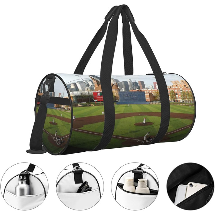 Спортивна сумка, дорожня сумка, з принтом бейсбольного м'яча, сумка на нічліг, чорна, універсальний розмір, сумка для подорожей