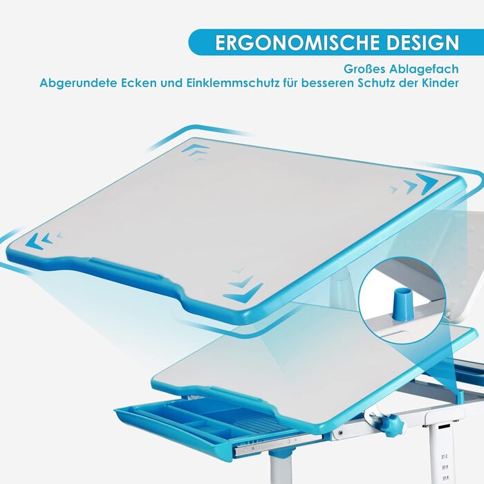 Дитяча парта JOYLDIAS регульована по висоті, шкільна парта молодіжна з лампою, дитяча парта зі стільцем і шухлядою вкл. безкоштовн