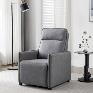 Крісло-реклайнер з регульованою спинкою, стильне темно-сіре крісло для відпочинку, крісло-реклайнер, крісло для телевізора, сірий поліестеровий дерев&39яний диван, шезлонг для вітальні, крісло для телевізора, диван для кінотеатру, 72 x 73 x 102 см