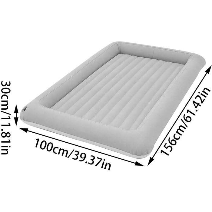 Портативний надувний дитячий матрац 156 x 100 x 30 см, зручний надувний матрац з ПВХ з піднятою рамою, легкий дорожній надувний матрац зі швидким надуванням для комфортного сну Літак, кемпінг, активний відпочинок