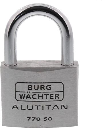 Замок навісний Burg-Wchter Alutitan 770 50 SB, алюмінієвий, дужка 8 мм, висота дужки 50 мм, 2 ключі в комплекті