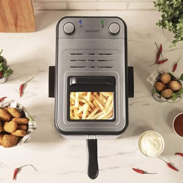 Електрична фритюрниця Cecotec CleanFry Infinity - ємність 1,5 л- 4 л, фільтр OilCleaner, температура до 190C, ванна підходить для посудомийних машин. (Повністю нержавіюча сталь, 3 літри) Повністю нержавіюча сталь 2400 Вт 3 л