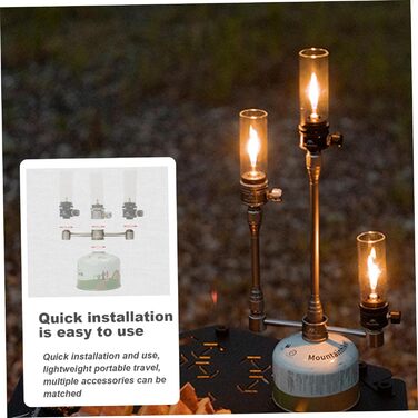 Портативний газовий ліхтар, металевий, для кемпінгу, з термостійким, регульованим скляним клапаном для походів