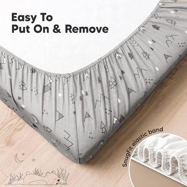 Дитяче простирадло на резинці 70x140 - Дитяче простирадло на резинці, простирадло з 2 предметів для ліжечка, простирадло на резинці для дитячого ліжечка, простирадло на резинці для дитячих ліжечок, бавовняне простирадло для дитячого ліжечка (Woodland) М&3