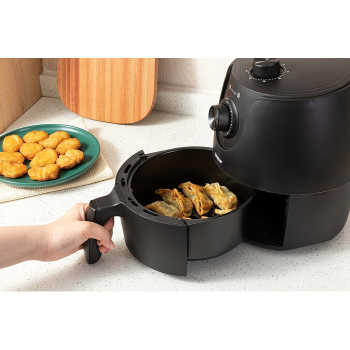 Маленька фритюрниця - 1,8 л - Фритюрниця з таймером і функцією підтримки тепла - Вибір температури - Більш енергозберігаючий і швидший, ніж духові шафи - 1200 Вт - Маленький (чорний) Чорний