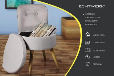 Крісло ECHTWERK Вінс, м&39яке крісло, зручне крісло, висока спинка, м&39яка пінопластова підкладка, дерев&39яні ніжки, 6,2 кг, сірий колір