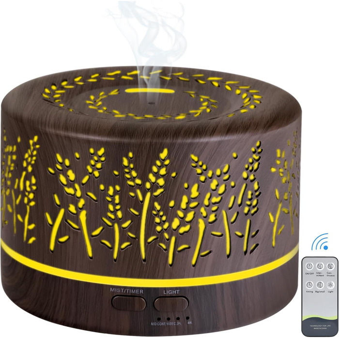 Дифузор аромату YONGYAO, ультразвуковий ароматерапевтичний дифузор для ефірних масел 500 мл, кімнатний зволожувач повітря електрич