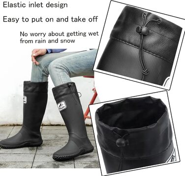 Жіночі та чоловічі складні високі гумові чоботи Lvptsh, складні водонепроникні садові чоботи з довгим халявою, гумове взуття, садове взуття, веллінгтони, зелені, розмір 40/41 EU