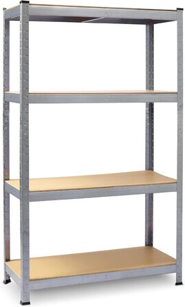 Металевий стелаж, стелаж для зберігання - полиця для зберігання та організації речей у складських приміщеннях, підвалах, гаражах, підсобних приміщеннях - виготовлений з металу та МДФ-плити - до 540 кг, розмір 150 x 75 x 30 см