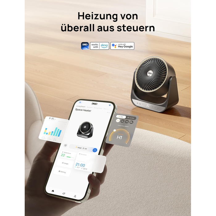 Кімнатний вентилятор-обігрівач Dreo, електричний обігрівач потужністю 2000 Вт з пультом дистанційного керування та термостатом, 7 режимів, захист від перегріву та перекидання, портативний обігрівач для всієї кімнати, чорний, обігрівач для всієї кімнати 71