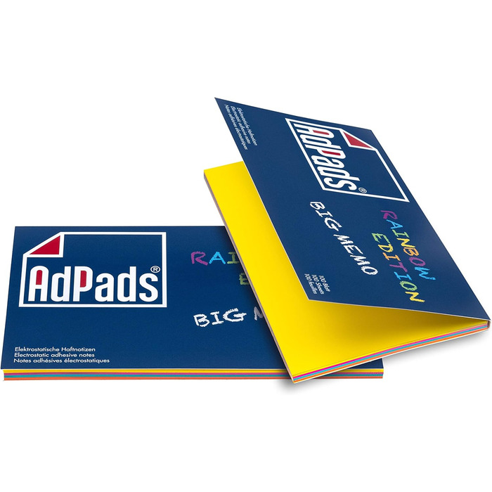 Електростатичні самоклеючі картки для модерації стікерів, Rainbow Edition Big Memo 170 x 100 мм, 200 аркушів, різні кольори Змішані статичні стікери, поодинокі