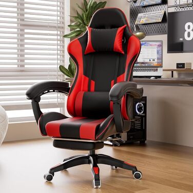 Ігрове крісло, комп&39ютерне офісне крісло з підставкою для ніг, ігрове крісло (червоне) Rot