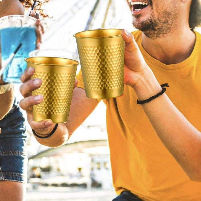 Набір з 4 шт. абельованих кавових кухлів з нержавіючої сталі, металевих склянок для пиття, стаканчиків для молока, посуду для кемпінгу та подорожей, портативних металевих стаканчиків