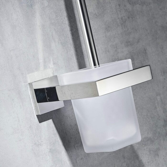 Туалетна щітка і тримач Настінний щіткотримач, хром, туалетний набір Набір туалетних щіток з нержавіючої сталі 304 і матового скла для ванної кімнати