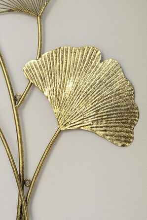 Настінне оздоблення ZEYA металеве гінгко, 46 х 75 см, 3D-декор золото, настінне оздоблення листя гінгко, прикраса вітальні, приваб