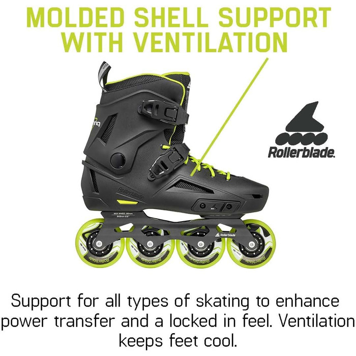 Чоловічі міські роликові ковзани Rollerblade Lightning, чорно-лаймові, чорний/білий 13