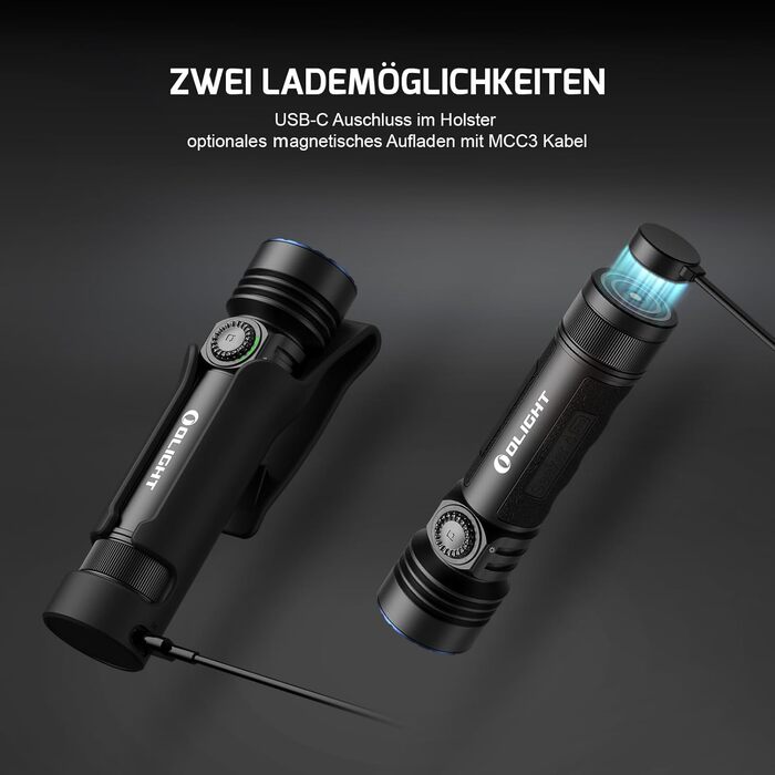 Світлодіодний ліхтарик OLIGHT Seeker 4 Pro з кобурою, 4600 люменів, 260 метрів, акумуляторна лампа USB-C, 15 днів роботи від батареї, портативний ручний ліхтарик для щоденного використання, для використання на вулиці (чорний, холодно-білий)
