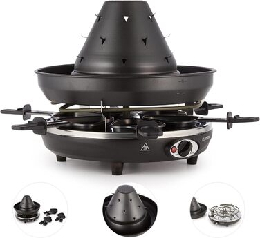 Настільний гриль, електрогриль, тартарний капелюх, 1500 Вт, плавно регулюється, гриль, запікання, сковорода-гриль, на 6 осіб, антипригарне покриття, чорний