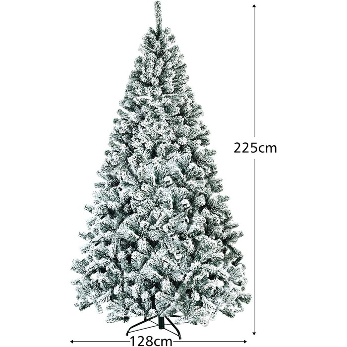 Штучна ялинка COSTWAY 180/225 см зі снігом, ялинка з металевою підставкою, ПВХ голки, складна штучна ялинка, ідеально підходить для дому, офісу, магазинів та готелів (225 см) 225 см