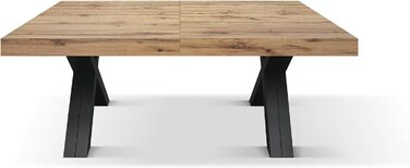 Розкладний стіл PAZZO DESIGN Roberta, стіл для вітальні, кухонний стіл, рустикальний дуб, чорні Х-подібні ніжки, від 180 до 480 см, зроблено в Італії - id2005