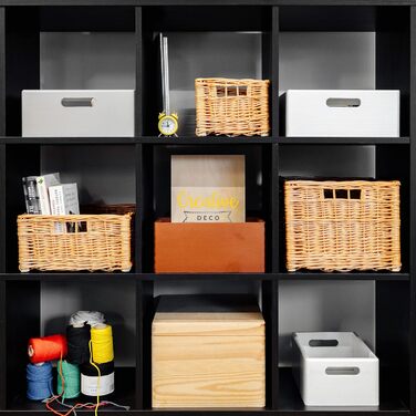 Великий плетений кошик для зберігання Creative Home 40 x 30 x 24 см (/- 2 см) Ручне плетення, міцний Плетений кошик з натуральних матеріалів з ручками Для полиць, іграшок, інструментів, ванної кімнати 40 x 30 x 24 см Коричневий 1