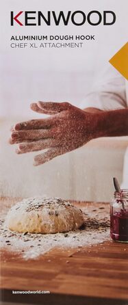 Гачок для тіста Kenwood з алюмінію KAT73.000CA, аксесуари для кухонних комбайнів Kenwood, гачок для змішування, підходить для всіх кухонних комбайнів Chef XL, можна мити в посудомийній машині, алюміній, срібло