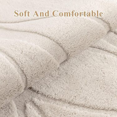 Килимова доріжка SHACOS довга 80x300 см, нековзка, бежева, можна прати, довгий килим з коротким ворсом для кухні, передпокою, вітальні, спальні, 80 x 300 см (прямокутна), бежевий лист