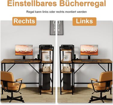 Комп'ютерний стіл Devoko 120 см з реверсивною полицею, стіл з 4-шаровим сховищем Ідеальний навчальний комп'ютерний стіл Стіл для н
