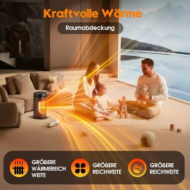 Енергозберігаючий електричний вентилятор-обігрівач, керамічний PTC 2000 Вт, 4 режими, 24-годинний таймер, портативний обігрівач з термостатом та пультом дистанційного керування, захист від перегріву та перекидання для спалень та віталень