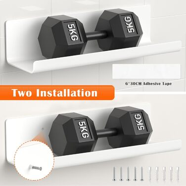 Комплект із 4 настінних полиць, не потребує свердління, клейкі полиці 32 см, плаваючі полиці, декоративні настінні полиці для вітальні, спальні, ванної кімнати, кухні, самоклеючі, пластикові, білі, 4 шт. в упаковці