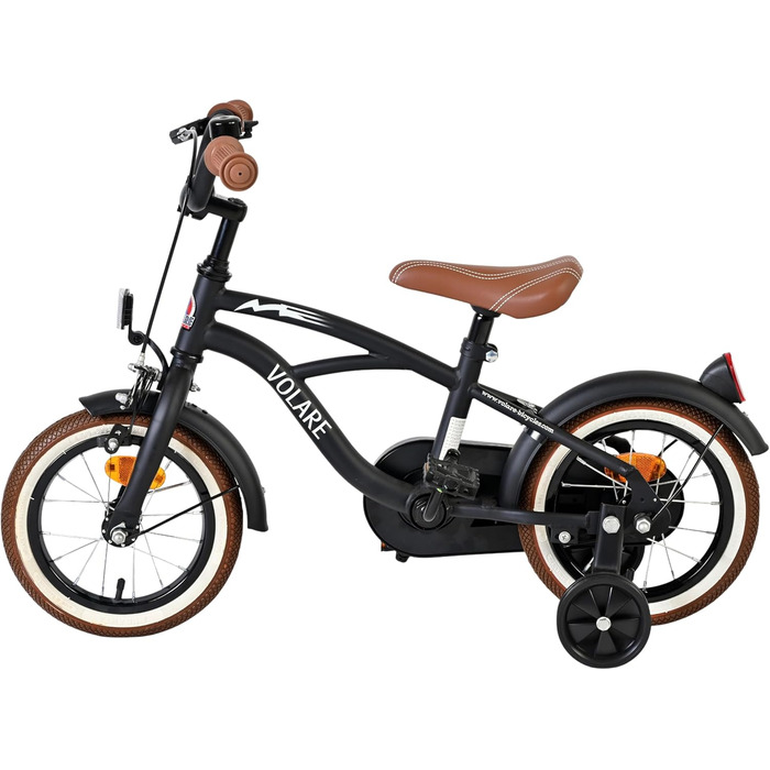 Дитячий велосипед Volare Black Cruiser 12 35 років Ручне та ножне гальмо, знімні бічні колеса, захист ланцюга та світловідбивачі Регульоване сідло Подарунок для дівчаток та хлопчиків