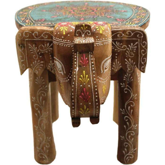 Табурет Gall&Zick Слон ручної роботи Бірюзовий дизайн мандали, дерево манго, приблизно 30 28 42 см декоративний журнальний столик/табурет кольору бірюзи