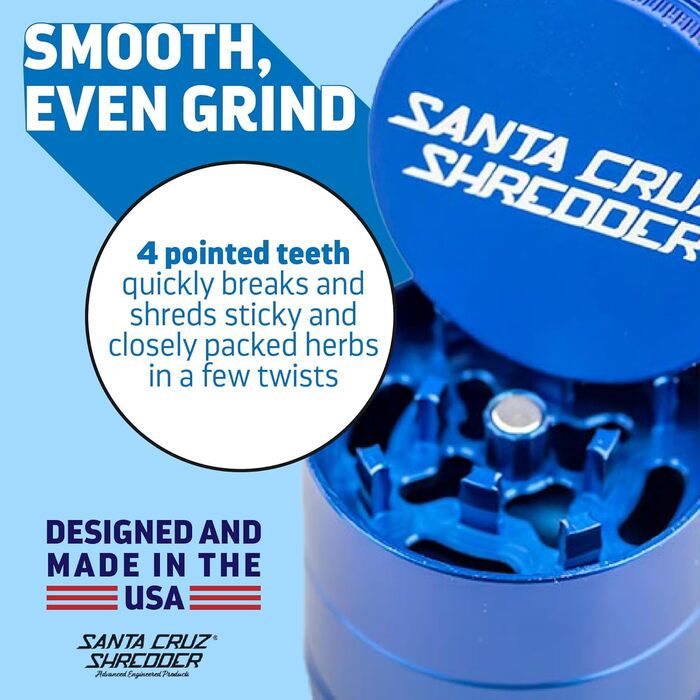 Подрібнювач металевих трав Santa Cruz, рифлена для міцнішого зчеплення, 3 шт. и, маленька, 4,3 см (синій)