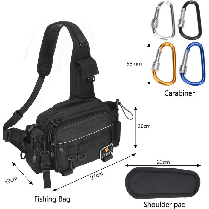 Сумка для рибалки Noosverl Сумка для риболовлі, водонепроникний і зносостійкий водовідштовхувальний рюкзак для риболовлі з 4 карабінами