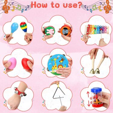 Музичні інструменти для дітей набір - 25 шт. дитячі іграшки від 2 3 років - дерев'яні іграшки барабан ксилофон для дітей - маленьк